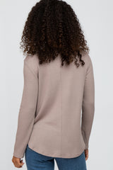 Taupe Basic Waffle Knit Long Sleeve Top