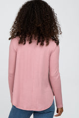 Mauve Basic Waffle Knit Long Sleeve Top