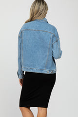 Blue Basic Maternity Denim Jacket