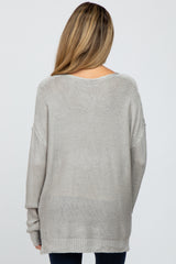 Grey Side Slit Knit Maternity Sweater