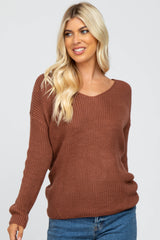 Rust Knot Back Maternity Sweater