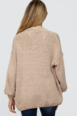 Taupe Oversized Bubble Sleeve Maternity Cardigan