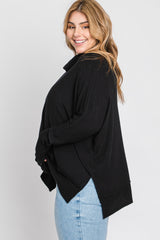 Black Soft Knit Dolman Sleeve Cowl Neck Plus Top