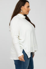 Ivory Soft Knit Dolman Sleeve Cowl Neck Plus Top