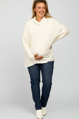 Ivory Soft Knit Dolman Sleeve Cowl Neck Maternity Plus Top