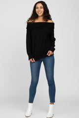 Black Off Shoulder Foldover Sweater