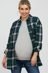 Forest Green Plaid Oversized Maternity Top