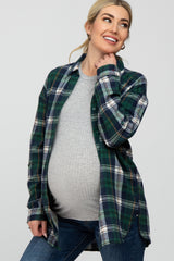 Forest Green Plaid Oversized Maternity Top