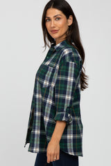 Forest Green Plaid Oversized Top