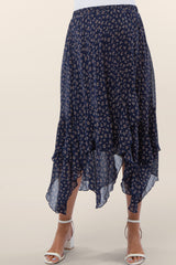 Navy Floral Handkerchief Maternity Skirt