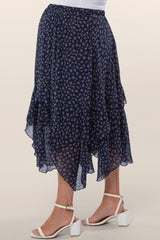 Navy Floral Handkerchief Maternity Skirt