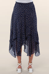 Navy Floral Handkerchief Maternity Skirt