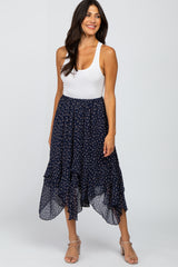 Navy Floral Handkerchief Maternity Skirt