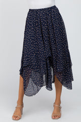 Navy Floral Handkerchief Skirt