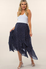 Navy Floral Handkerchief Maternity Skirt