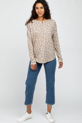 Taupe Animal Print Round Hem Top