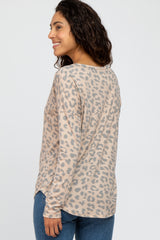 Taupe Animal Print Round Hem Top