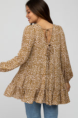 Olive Animal Print Babydoll Maternity Tunic Top