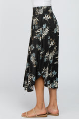 Charcoal Floral Smocked Midi Skirt