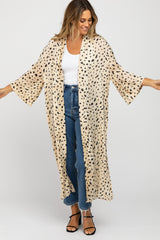 Cream Animal Print Side Slit Maternity Cover Up