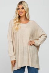 Beige Soft Knit Dolman Sleeve Sweater