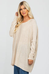 Beige Soft Knit Dolman Sleeve Sweater