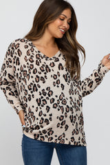 Ivory Leopard Print Knit Long Sleeve Maternity Top