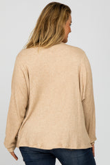 Beige Waffle Knit Dolman Sleeve Plus Maternity Top