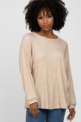 Beige Waffle Knit Dolman Sleeve Top