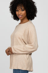 Beige Waffle Knit Dolman Sleeve Top