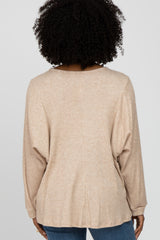 Beige Waffle Knit Dolman Sleeve Top