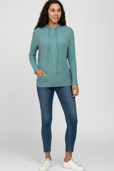 Jade Ribbed Hooded Top