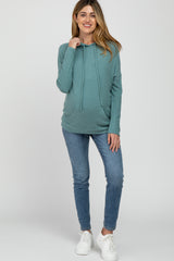 Jade Ribbed Hooded Maternity Top