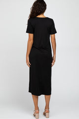 Black Short Sleeve MIdi Dress