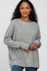 Heather Grey Waffle Knit Long Sleeve Maternity Top