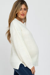 Ivory Knit Balloon Sleeve Maternity Sweater