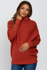 Rust Funnel Neck Dolman Sleeve Maternity Sweater