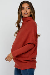 Rust Funnel Neck Dolman Sleeve Maternity Sweater