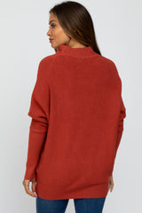 Rust Funnel Neck Dolman Sleeve Maternity Sweater