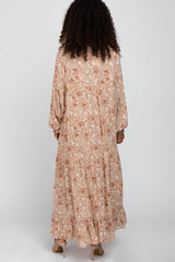 Mauve Paisley Ruffle Hem Maxi Dress