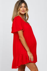 Red Lace Inset Maternity Dress