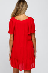 Red Lace Inset Maternity Dress