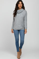 Grey Off Shoulder Dolman Sleeve Knit Top