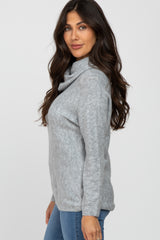 Grey Off Shoulder Dolman Sleeve Knit Top