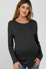 Charcoal Basic Long Sleeve Maternity Top