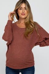 Rust Dolman Sleeve Brushed Knit Maternity Top