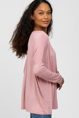 Light Pink Wide Neck Long Sleeve Top