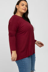 Burgundy Dolman Long Sleeve Plus Top