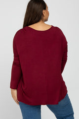 Burgundy Dolman Long Sleeve Plus Top