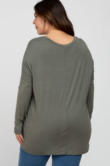 Olive V-Neck Plus Top